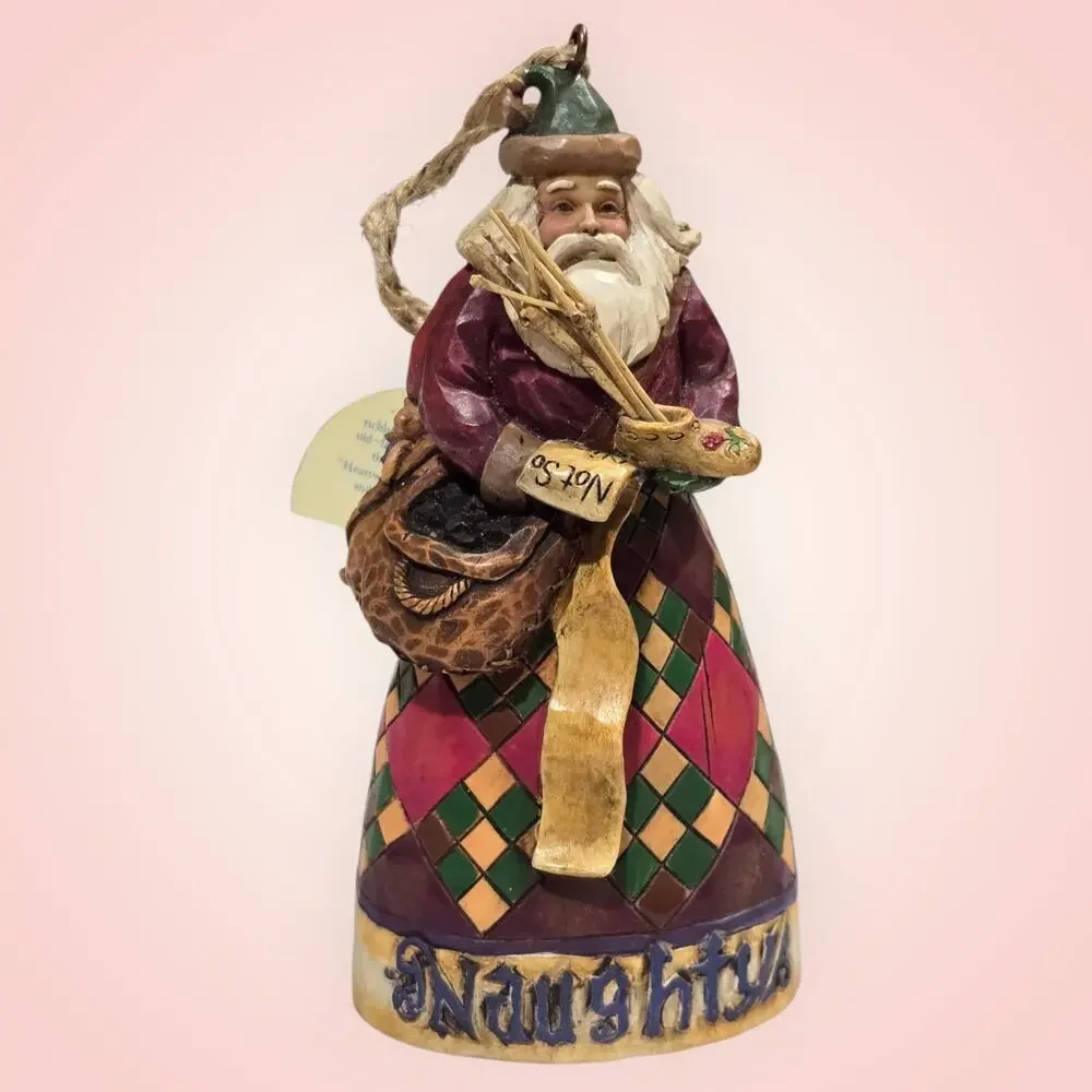 Jim Shore Heartwood Creek He Knows Naughty / Nice Santa 2006 Double Sided Enesco
